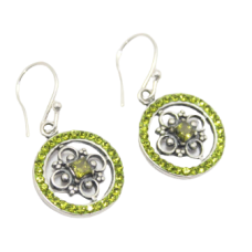 Women's earrings 925 Sterling silver green zircon stones B 936